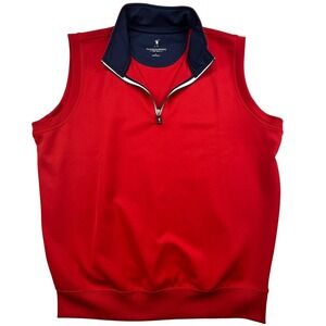 Fairway & Greene Mens F&G Tech Quarter Zip Golf Vest Red Navy Blue Large L